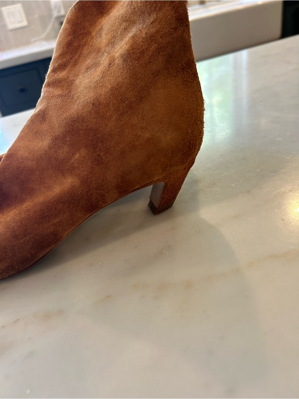 Women's Suede Pointed-Toe Ankle Boots - Rust Suede Khaite - Picture 10 of 11